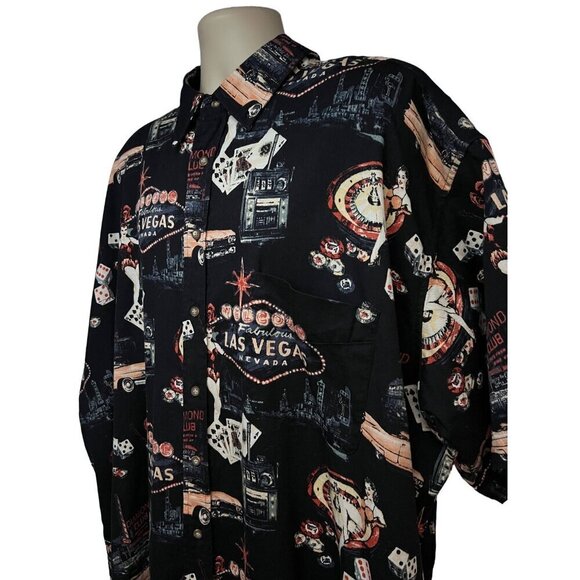 Mens Vintage Hawaiian Style All Over Graphic Print Button Up Shirt 4XL Pocket - Picture 5 of 7